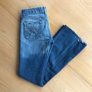 7 For All Mankind Size 26 Jeweled "A" Y2K Distressed Low Rise Bootcut Jeans